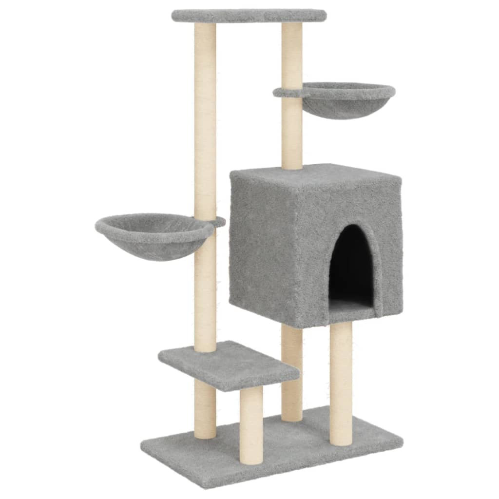 Vidaxl árvore p/ gatos c/ postes arranhadores sisal 117 cm cinza-claro