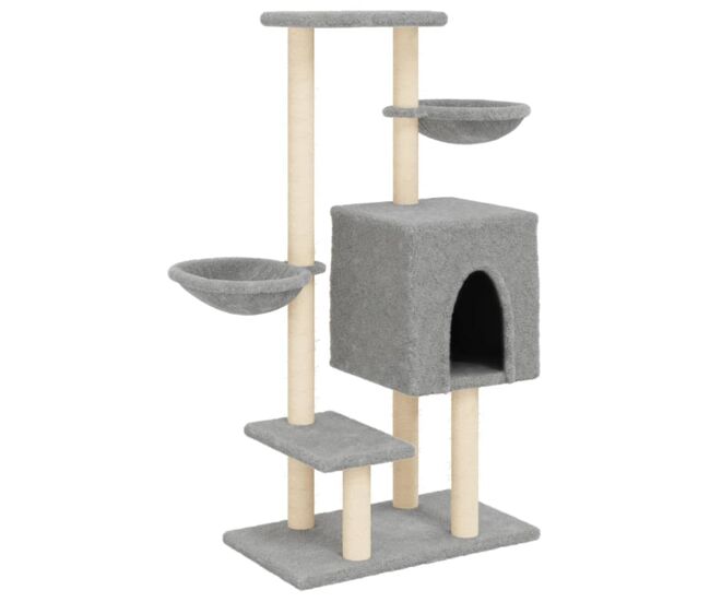 Vidaxl árvore p/ gatos c/ postes arranhadores sisal 117 cm cinza-claro