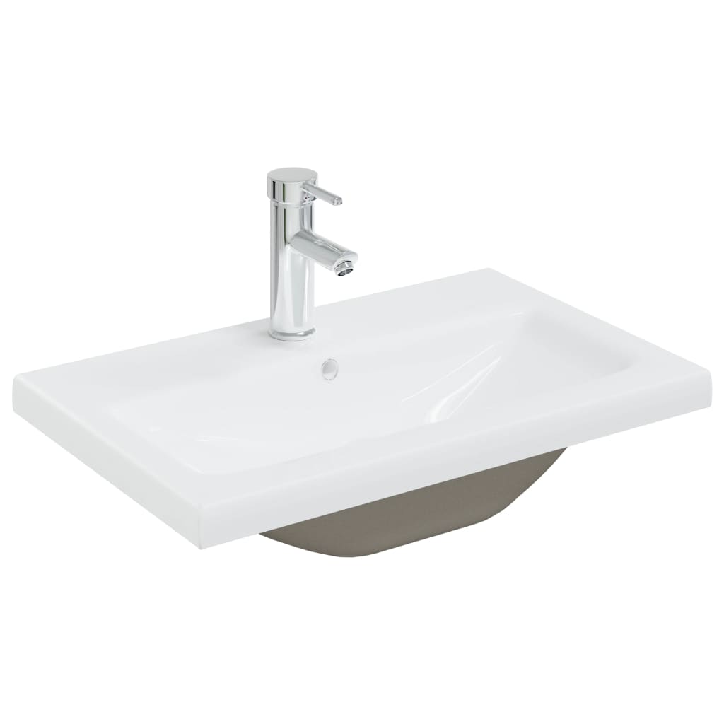 Vidaxl lavatório embutido c/ torneira 61x39x18 cm cerâmica branco