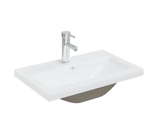 Vidaxl lavatório embutido c/ torneira 61x39x18 cm cerâmica branco