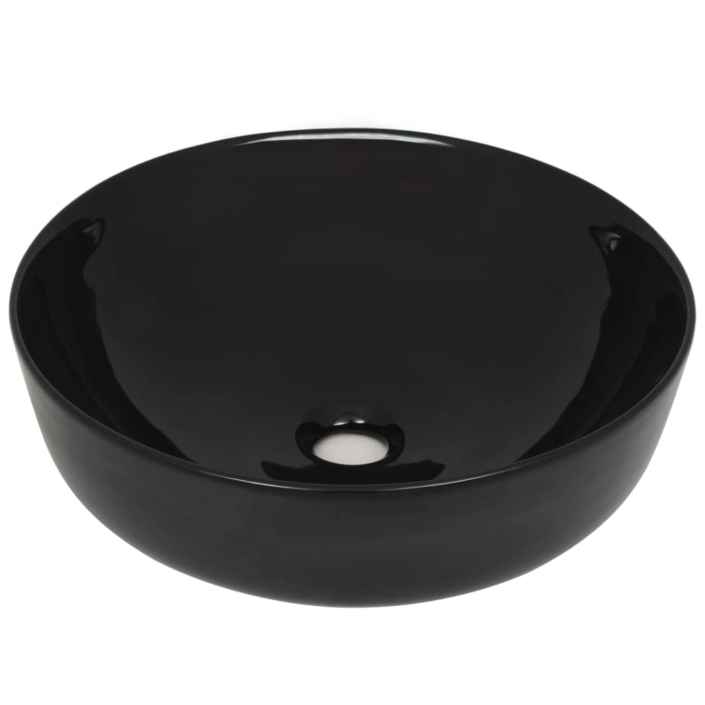 Vidaxl lavatório redondo em cerâmica 41,5x13,5 cm preto
