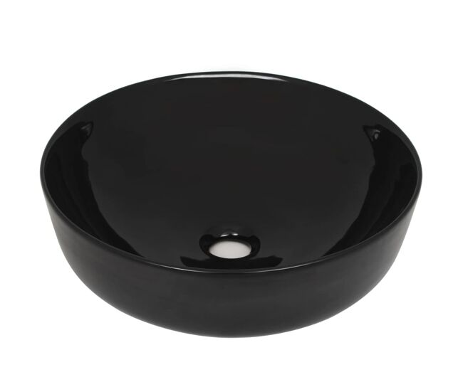 Vidaxl lavatório redondo em cerâmica 41,5x13,5 cm preto