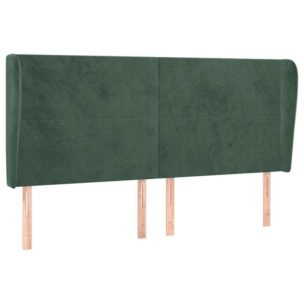 Vidaxl cabeceira cama c/ abas veludo 203x23x118/128 cm verde-escuro
