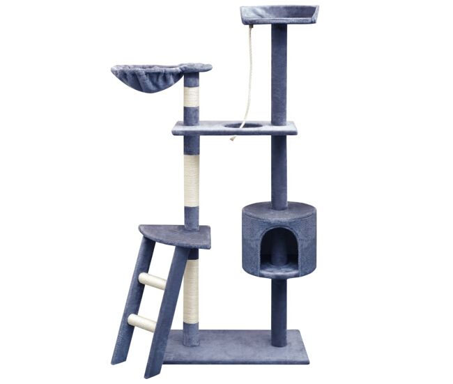Vidaxl árvore p/ gatos c/ postes arranhadores sisal 150 cm azul escuro