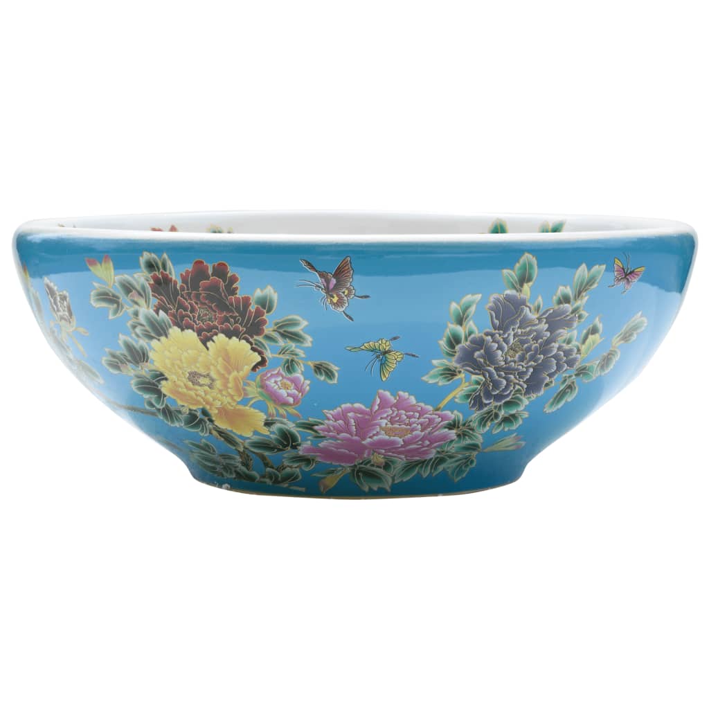 Vidaxl lavatório de bancada redondo φ41x14 cm cerâmica multicor