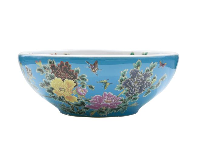 Vidaxl lavatório de bancada redondo φ41x14 cm cerâmica multicor