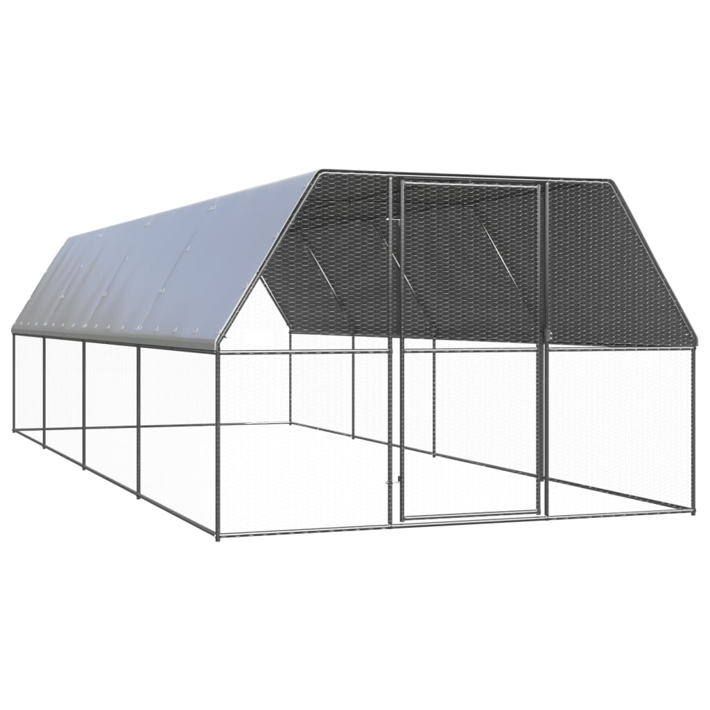 Vidaxl galinheiro de exterior 3x8x2 m aço galvanizado