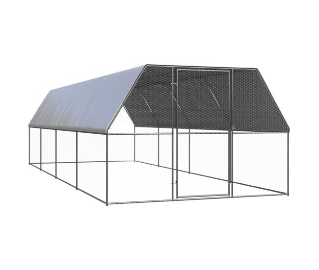Vidaxl galinheiro de exterior 3x8x2 m aço galvanizado