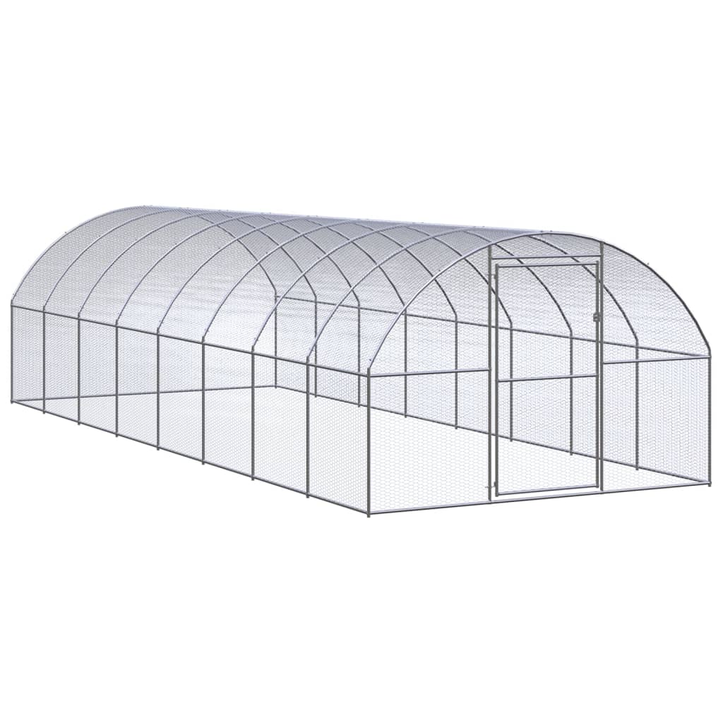 Vidaxl galinheiro de exterior 3x8x2 m aço galvanizado