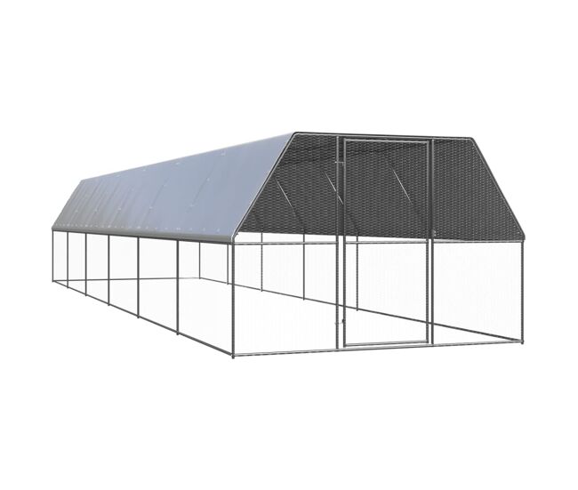 Vidaxl galinheiro de exterior 3x12x2 m aço galvanizado