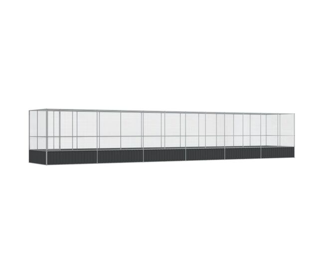 Vidaxl aviário com extensão 1246x207x212 cm aço prateado