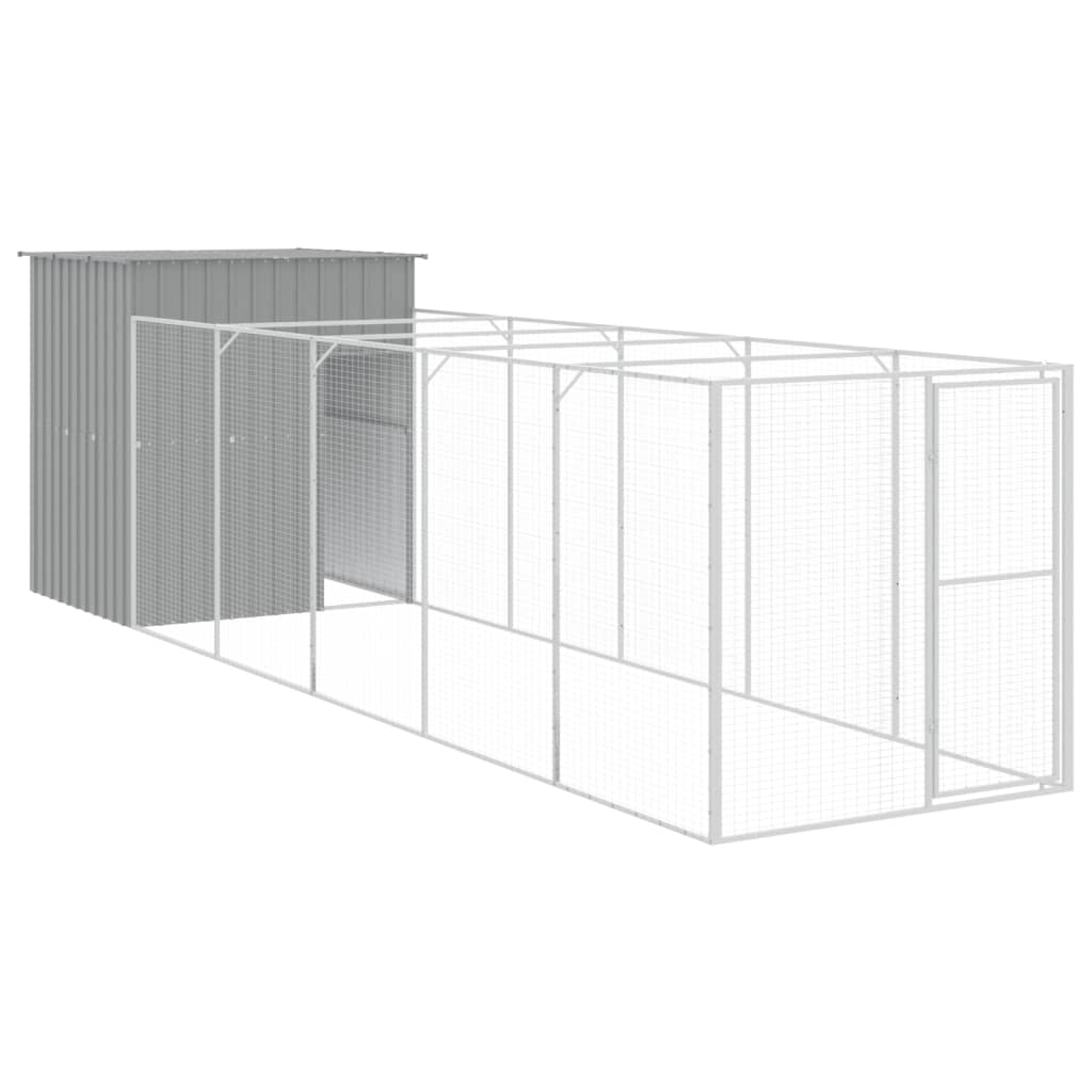 Vidaxl casota cães c/ parque 165x659x181 cm aço galvaniz. cinza-claro