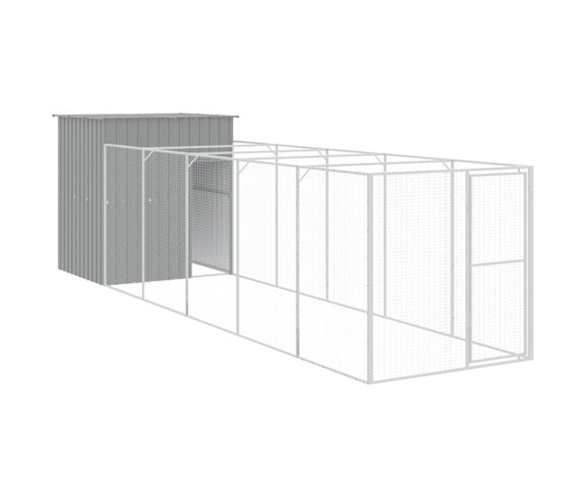 Vidaxl casota cães c/ parque 165x659x181 cm aço galvaniz. cinza-claro