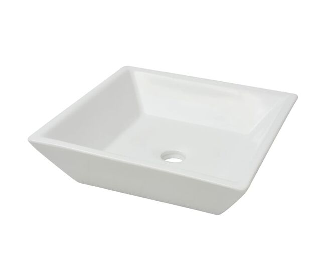 Vidaxl lavatório quadrado branco cerâmica 41,5x41,5x12 cm