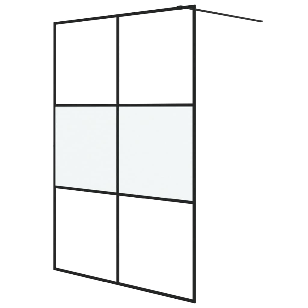 Vidaxl divisória de chuveiro 140x195 cm vidro semiopaco esg preto