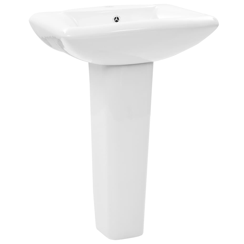 Vidaxl lavatório com coluna cerâmica branco 580x470x200 mm