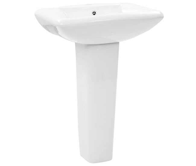 Vidaxl lavatório com coluna cerâmica branco 580x470x200 mm