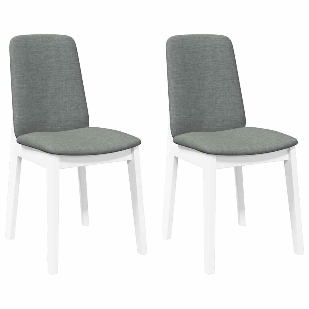 Vidaxl cadeiras de jantar com almofadões 2 pcs madeira maciça branco
