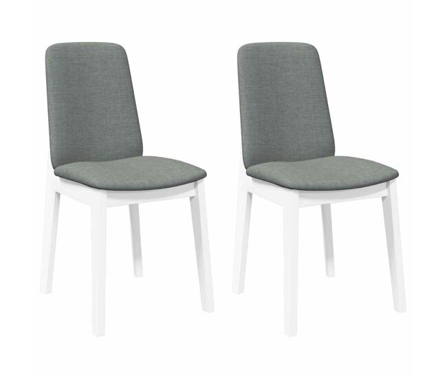 Vidaxl cadeiras de jantar com almofadões 2 pcs madeira maciça branco