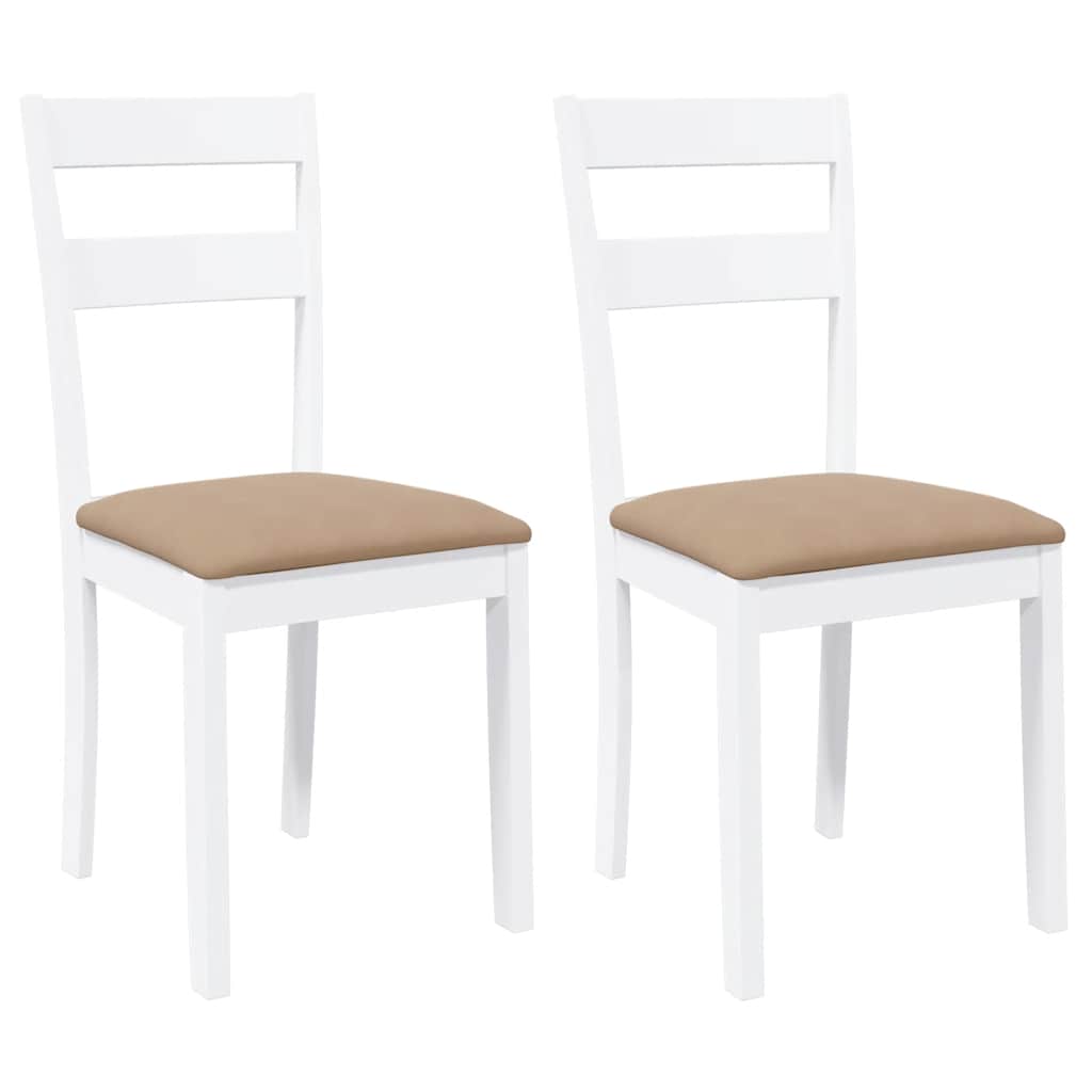 Vidaxl cadeiras de jantar com almofadões 2 pcs madeira maciça blanc