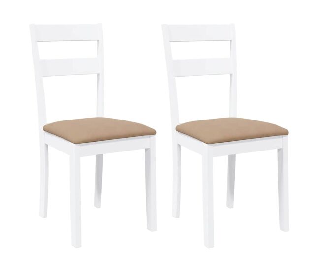 Vidaxl cadeiras de jantar com almofadões 2 pcs madeira maciça blanc