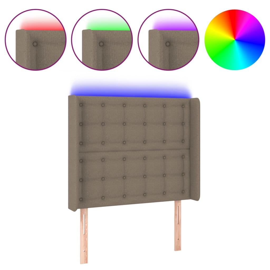 Vidaxl cabeceira cama c/ led tecido 83x16x118/128 cm cinza-acastanhado