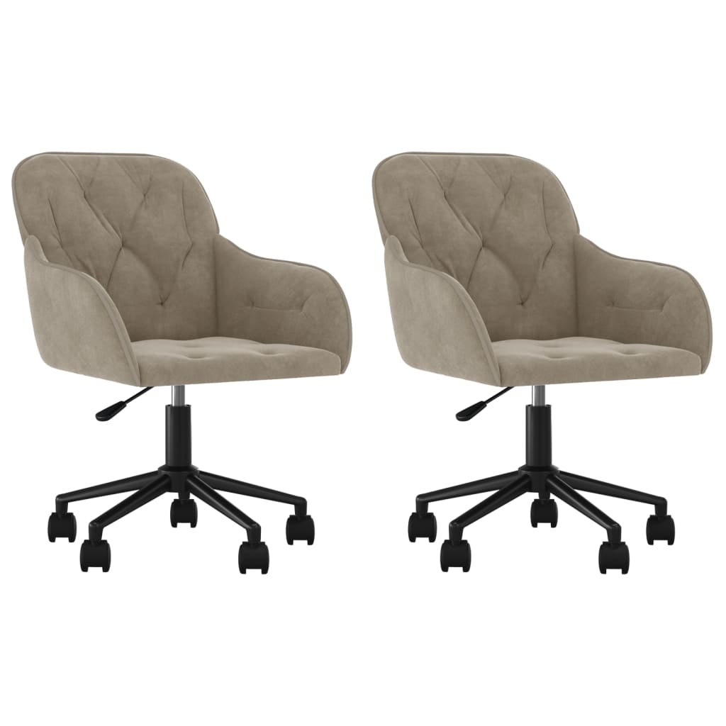 Vidaxl cadeiras de jantar giratórias 2 pcs veludo cinzento-claro
