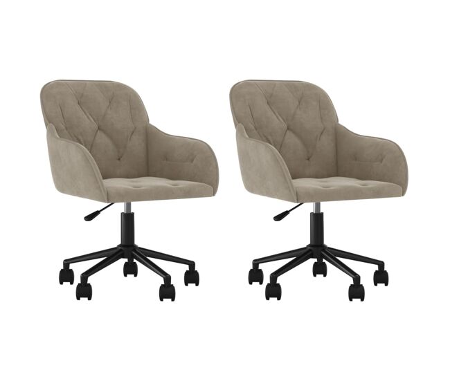 Vidaxl cadeiras de jantar giratórias 2 pcs veludo cinzento-claro