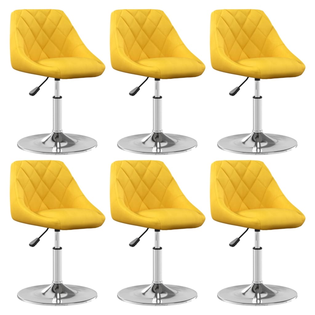 Vidaxl cadeiras de jantar giratórias 6 pcs veludo jaune mostarda