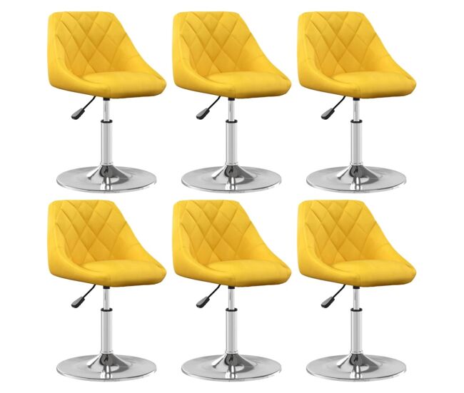 Vidaxl cadeiras de jantar giratórias 6 pcs veludo jaune mostarda