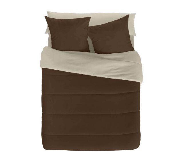 Edredão nórdico reversível bicolor castanho 18/baunilha cama 180