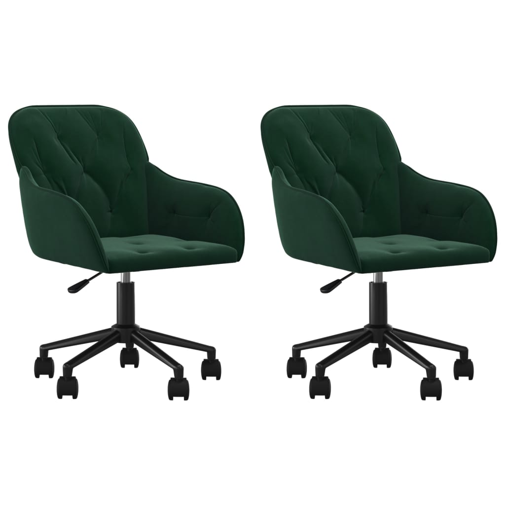 Vidaxl cadeiras de jantar giratorias 2 pcs veludo verde-escuro