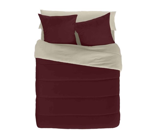 Edredão nórdico reversível bicolor bordeaux 42/baunilha cama 180