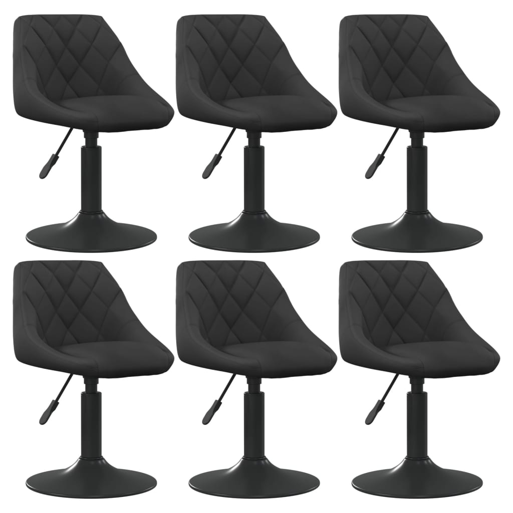 Vidaxl cadeiras de jantar giratórias 6 pcs veludo preto