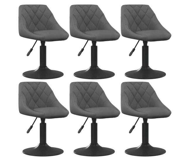 Vidaxl cadeiras de jantar giratórias 6 pcs veludo cinzento-escuro