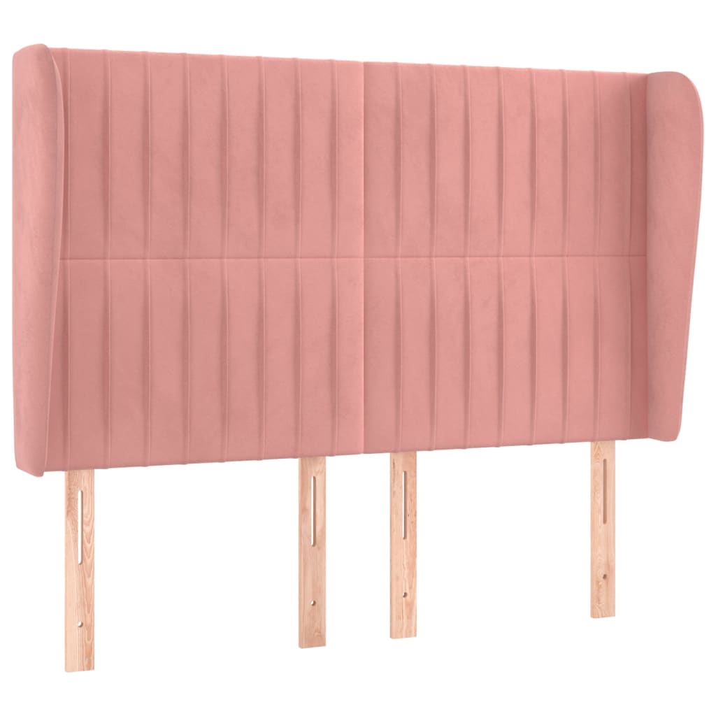 Vidaxl cabeceira de cama c/ abas veludo 147x23x118/128 cm rosa