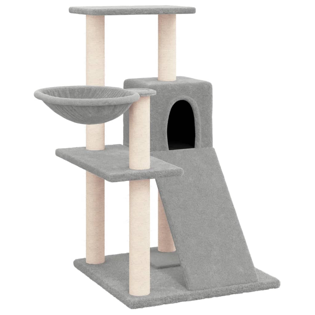 Vidaxl árvore p/ gatos c/ postes arranhadores sisal 82 cm cinza-claro