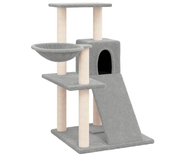 Vidaxl árvore p/ gatos c/ postes arranhadores sisal 82 cm cinza-claro