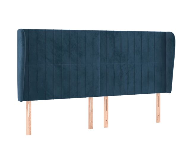 Vidaxl cabeceira cama c/ abas veludo 183x23x118/128 cm azul-escuro