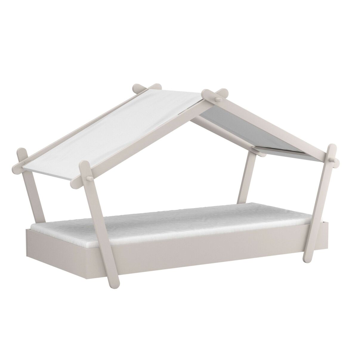Cama casinha para quarto infantil com estrado de ripas 223x130x102 cm