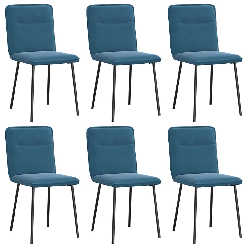 Vidaxl cadeiras de jantar 6 pcs veludo azul