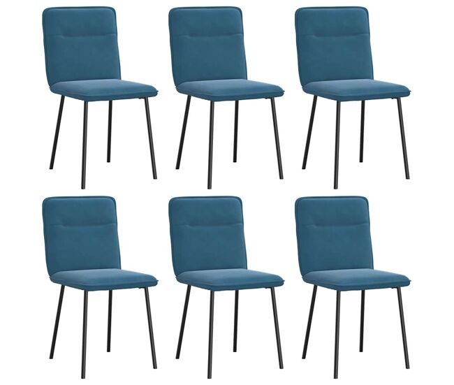 Vidaxl cadeiras de jantar 6 pcs veludo azul