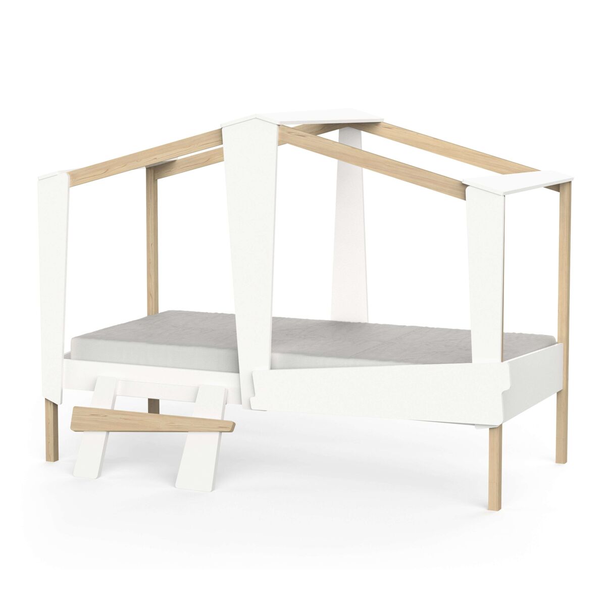 Cama infantil cabane carvalho e branco mate 90x200 cm