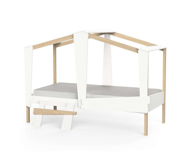 Cama infantil cabane carvalho e branco mate 90x200 cm