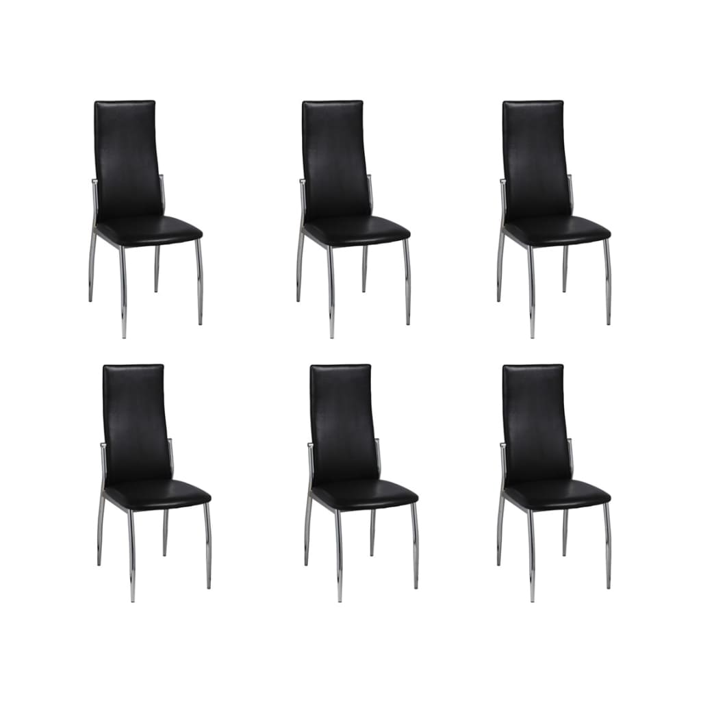 Vidaxl cadeiras de jantar 6 pcs couro artificial preto