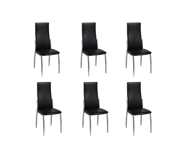 Vidaxl cadeiras de jantar 6 pcs couro artificial preto