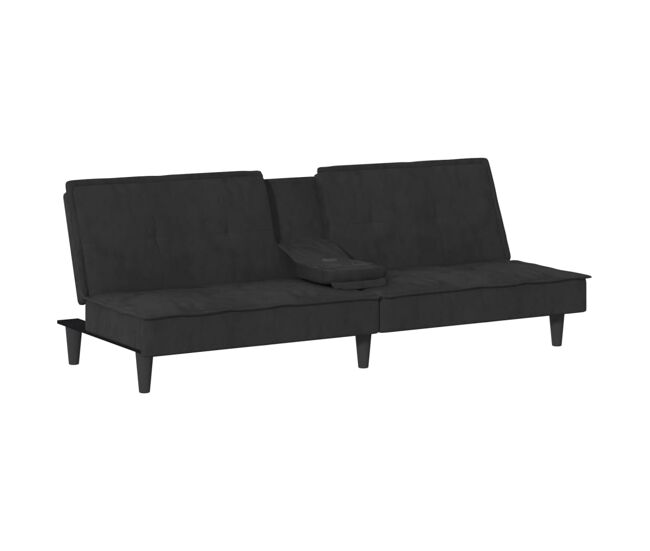 Sofá cama com porta-copos 200 x 89 x 70 cm veludo preto 02_0019846