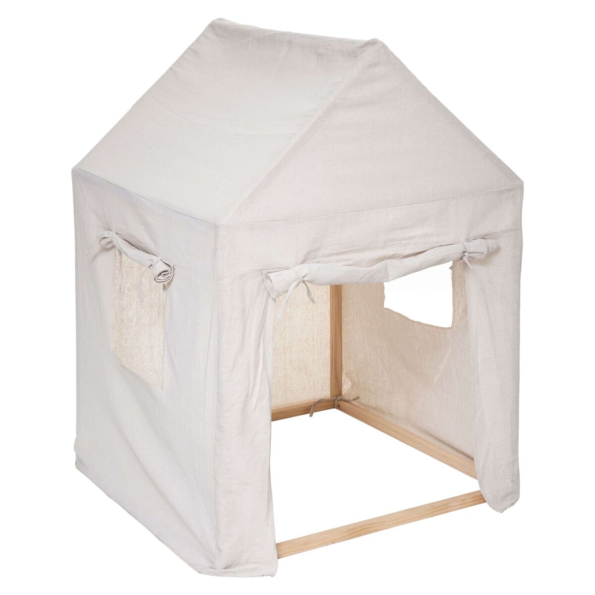 Tenda infantil safari com estrutura em madeira de pinho, blanche e poliéster - medidas 77x115 cm