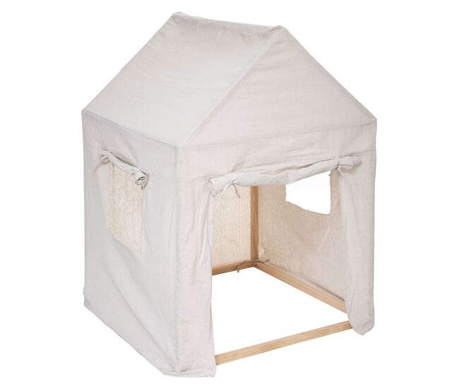Tenda infantil safari com estrutura em madeira de pinho, blanche e poliéster - medidas 77x115 cm