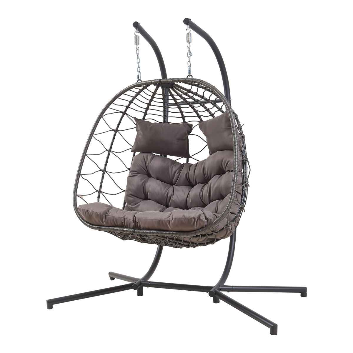 Cadeira suspensa dupla skense com estrutura 198x156x98 cm cinzento [en.casa]